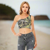 Women's One-Shoulder Cropped Top Yoycol